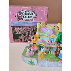 Cottontale Cottages Spring Bunny Easter Village SCHOOL painted cottage w/ Box